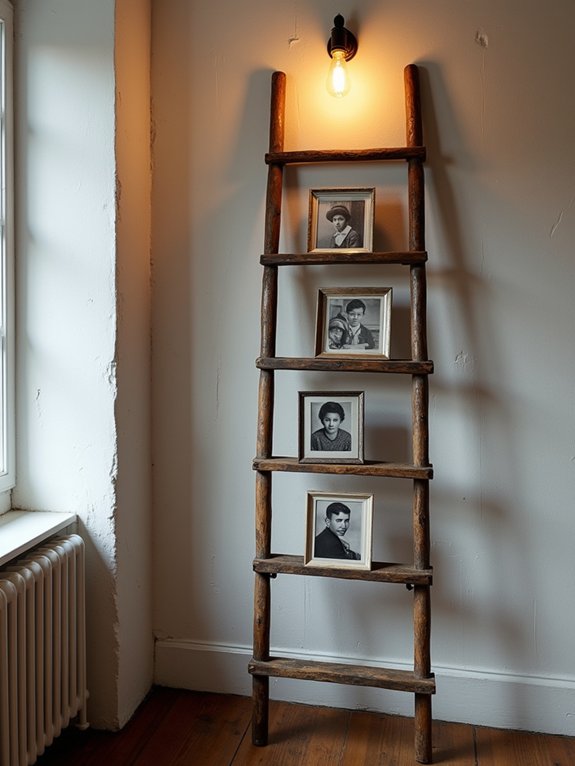 rustic ladder photo display