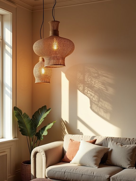 rustic natural fiber lighting