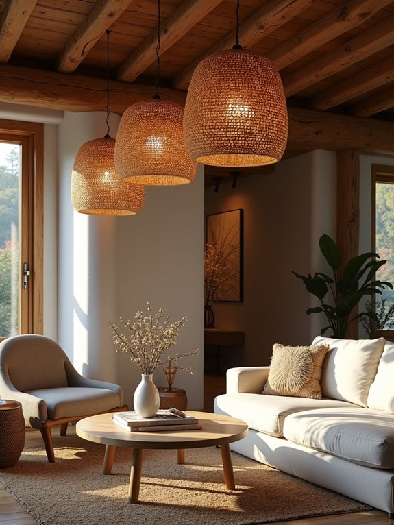 rustic rattan light fixtures