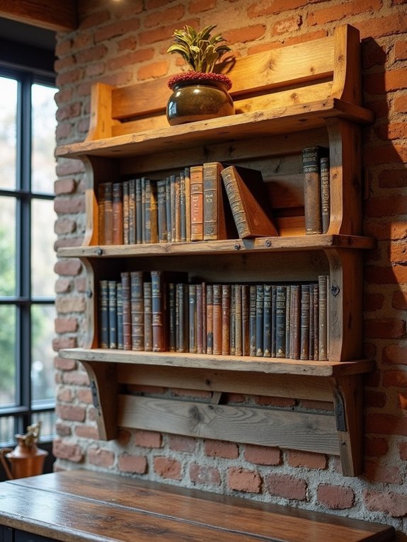 rustic reclaimed wood shelves