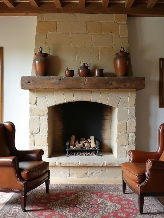 rustic stone fireplace charm