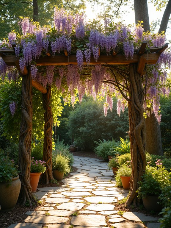 rustic vine covered shelter