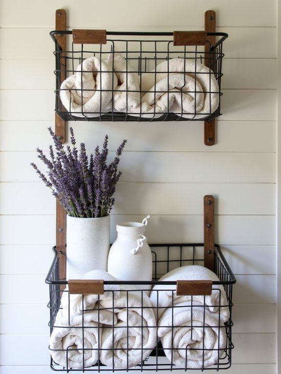 rustic wire basket organization