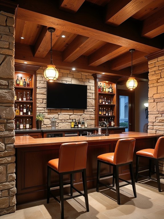 rustic wood and stone