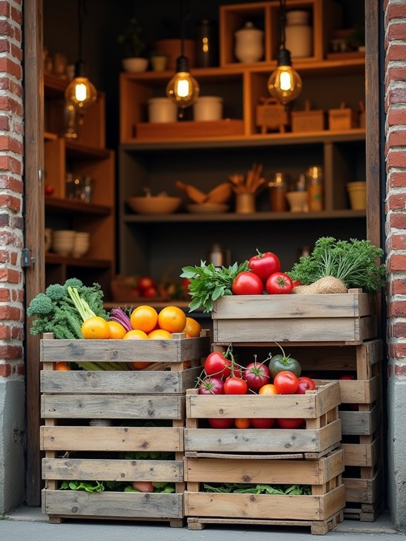 rustic wood crate storage