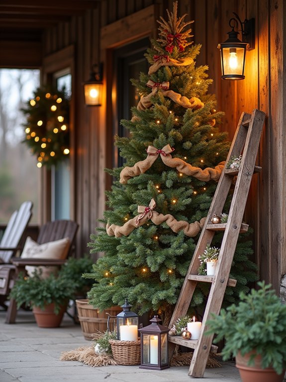 rustic wooden tree display