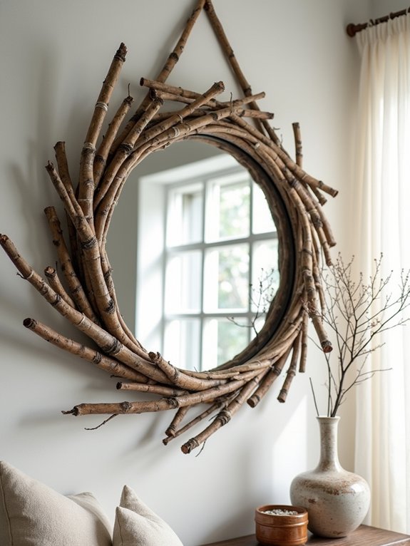 rustic woodland mirror diy