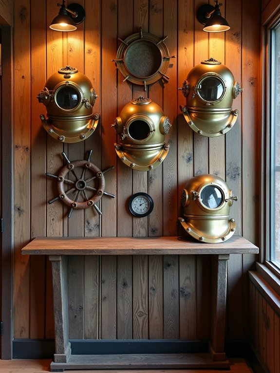 salvaged marine equipment displays