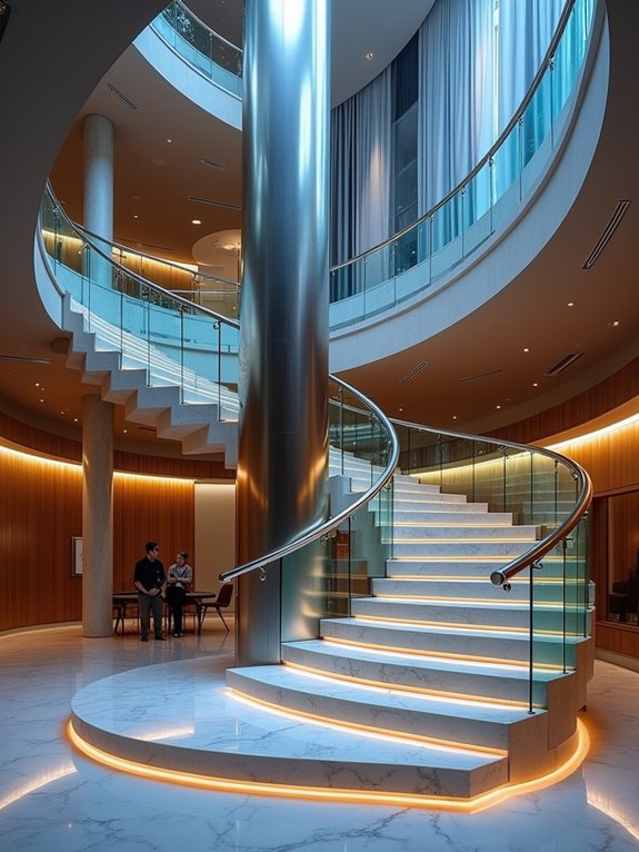 sculptural staircase architectural centerpiece