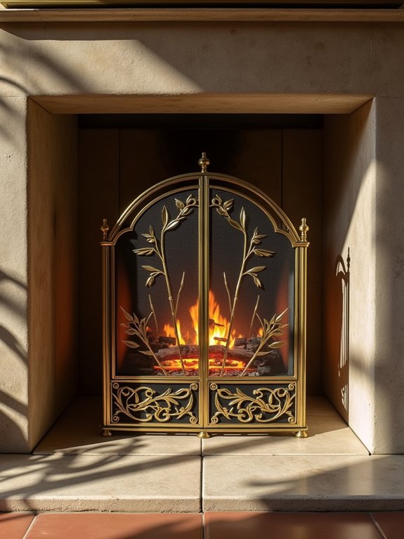 serene bamboo fireplace screens