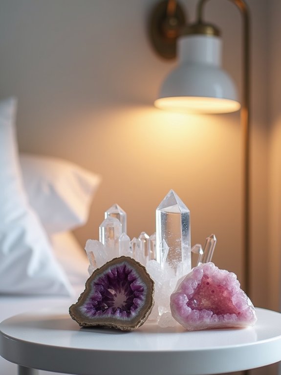 serene bedside crystal arrangement