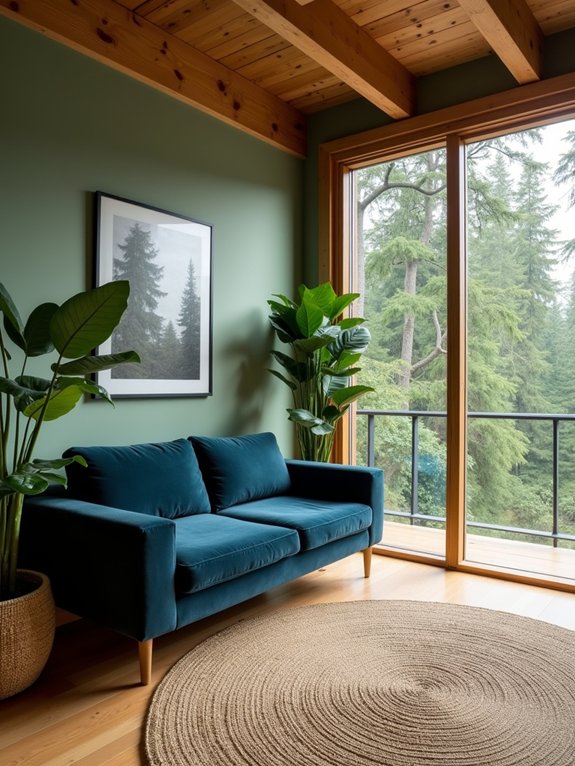 serene forest inspired living room