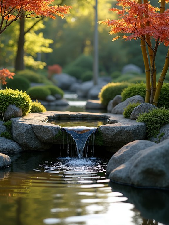 serene japanese garden water features