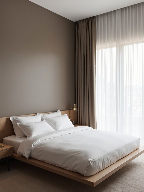 serene minimalist taupe bedroom