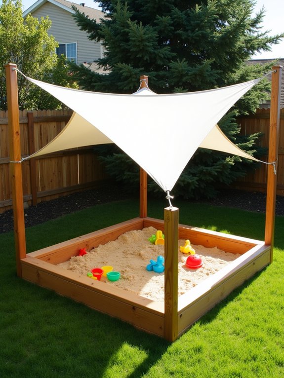 shade protected sandbox playtime
