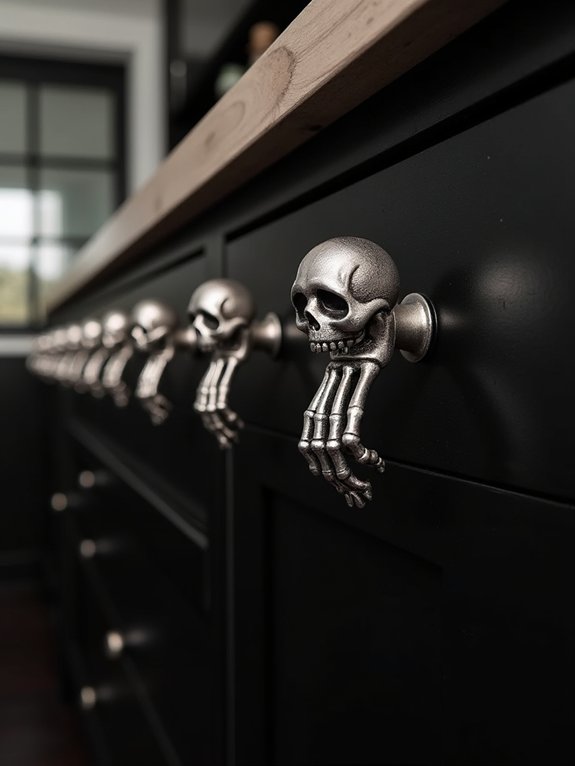skeleton themed cabinet hardware