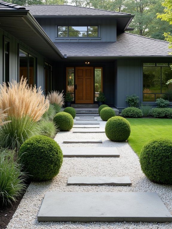 sleek angular minimalist landscaping