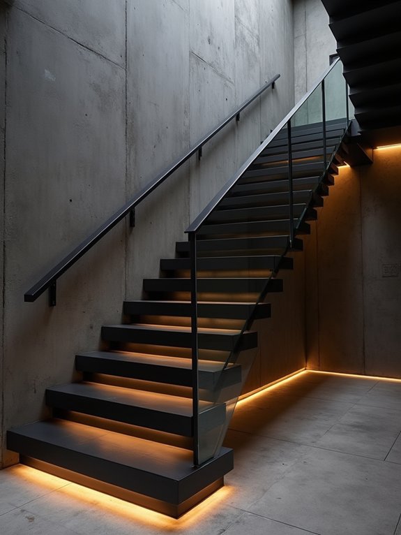 sleek black glass staircase