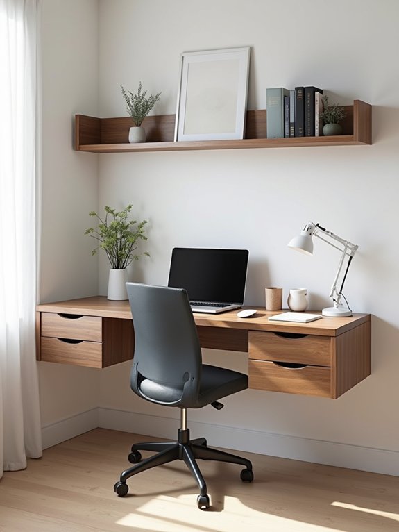 sleek floating corner desk
