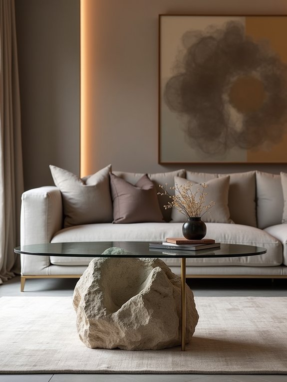 sleek glass natural stone