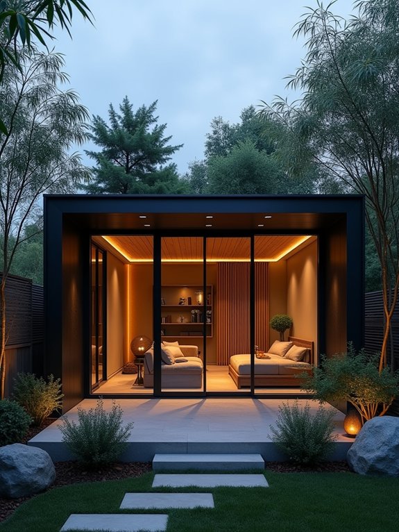 sleek glass panel studio retreat