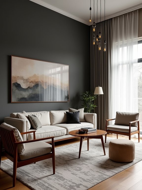 sleek gray mid century decor