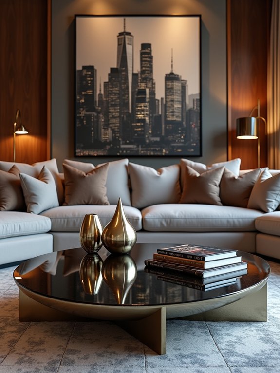 sleek metallic glass tables