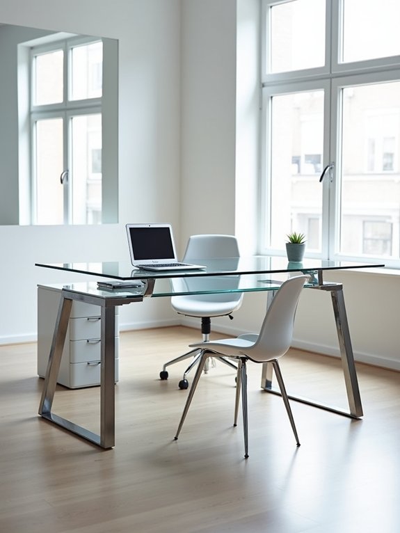 sleek minimalist glass desk