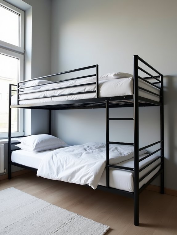 sleek minimalist metal bunk beds