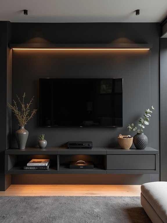 sleek modern black entertainment centers