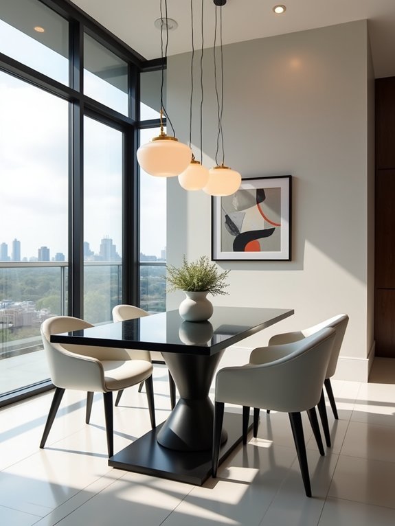 sleek modern dining design