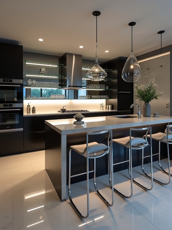 sleek modern glass chrome