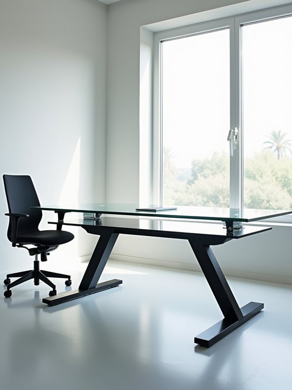 sleek space saving glass desk