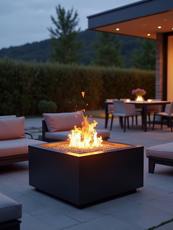 sleek square steel fire box