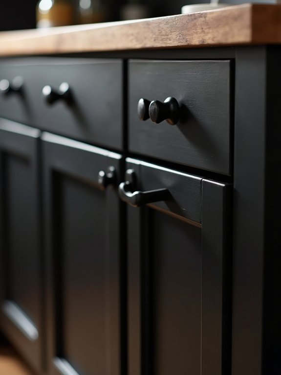 sophisticated black cabinet hardware