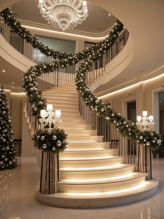 sophisticated holiday staircase decor