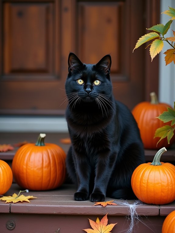spooky black cat pumpkins