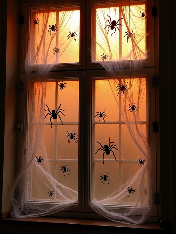 spooky cobweb window treatments