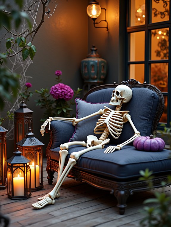 spooky stylish skeleton lounge