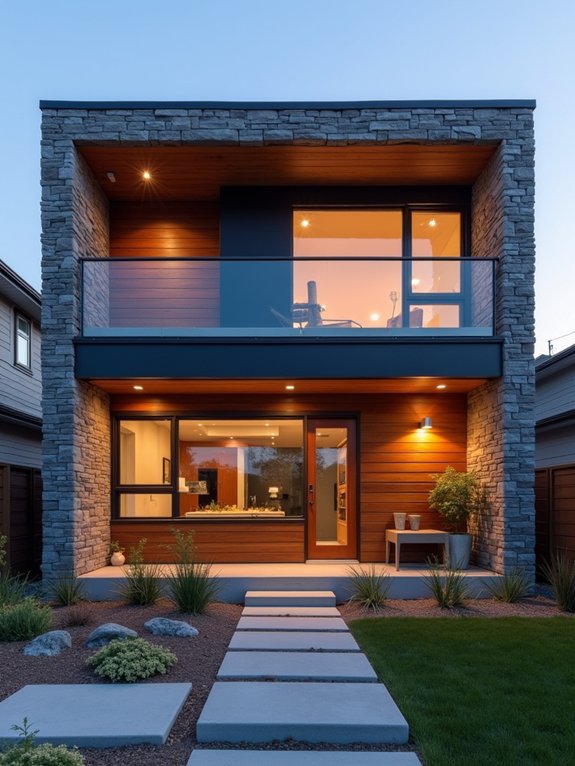 stone and wood facade