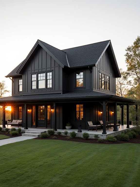 striking black and white farmhouse