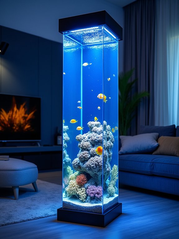 stunning hexagonal column aquarium