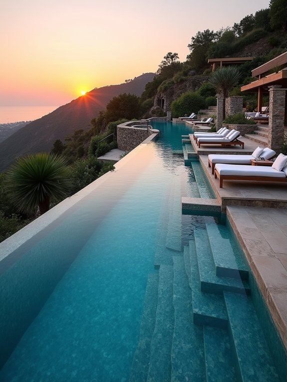 stunning multi level pool terraces