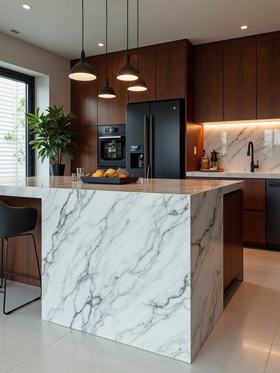 stunning waterfall island countertops