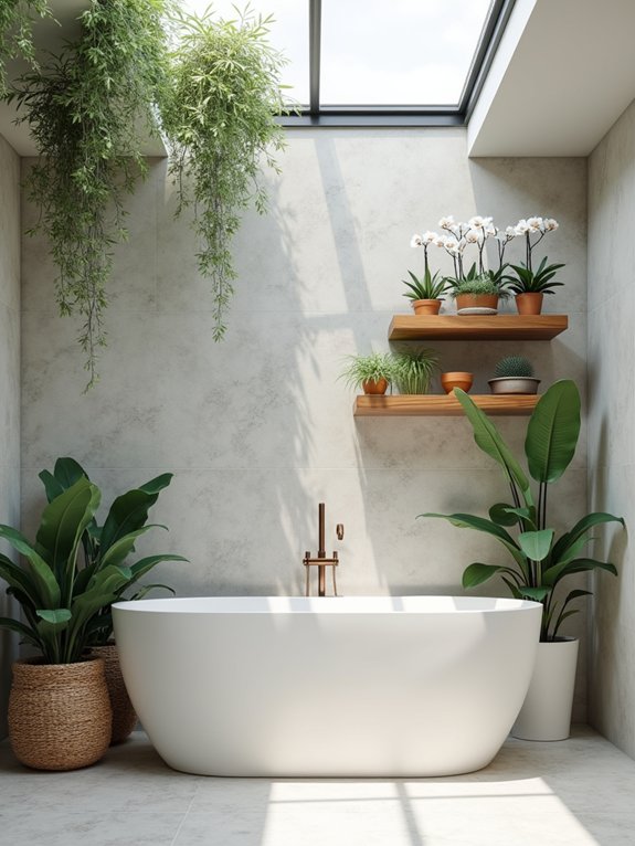 stylish bathroom plant arrangements
