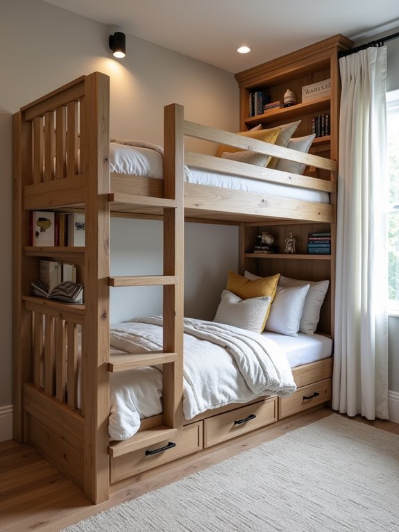 stylish built in library ladder