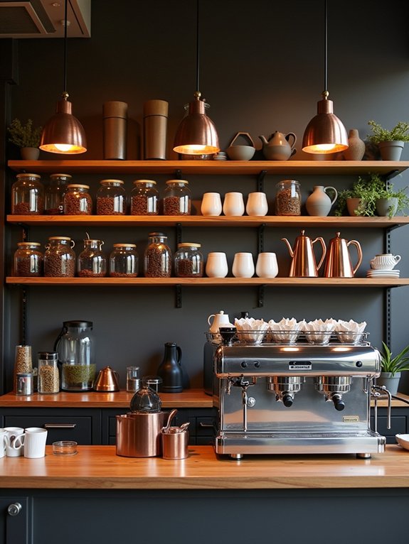 stylish open coffee display