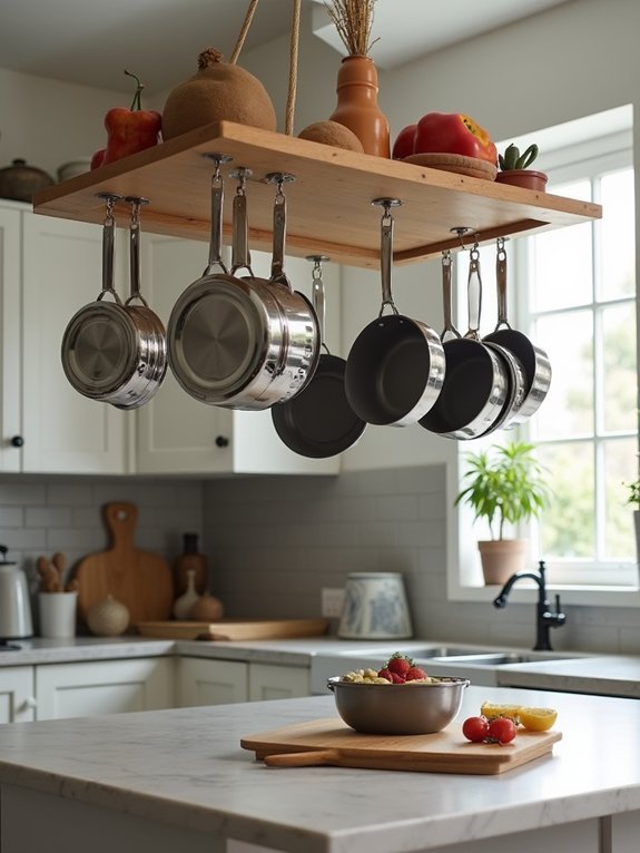 suspended cookware storage solution