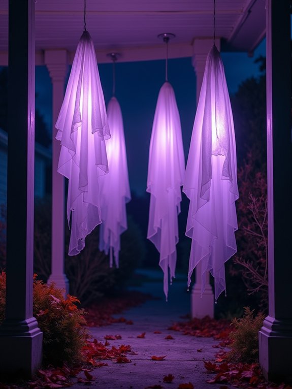suspended ghostly fabric display