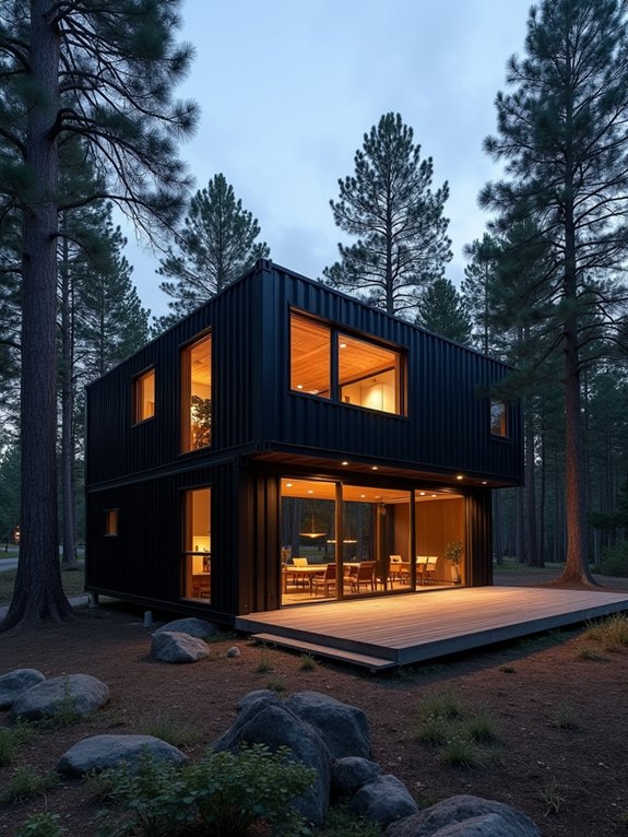 sustainable black shipping container home